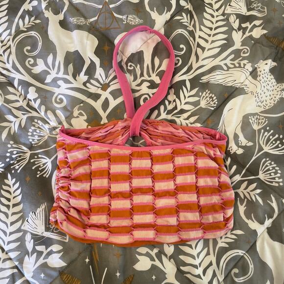 Urban Outfitters XL crop top tube top 90s vibes Barbie pink orange summer beach - Picture 2 of 9